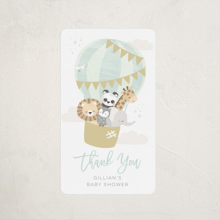 "baby balloon ride" - Baby Shower Stickers in Seafoam by peetie design - Close-Up