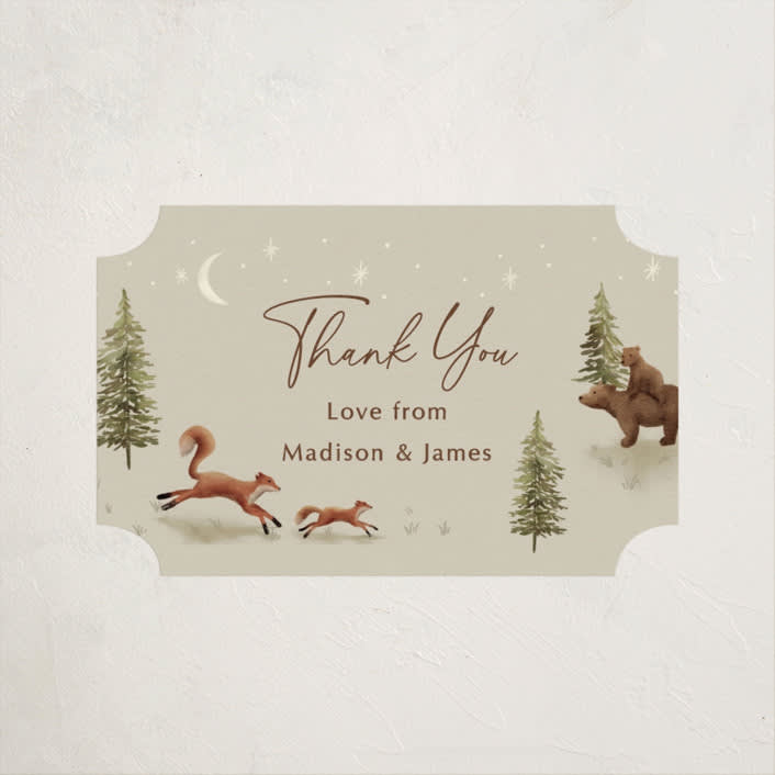 "Forest Adventure" - Baby Shower Stickers in Olive by Elly - Close-Up