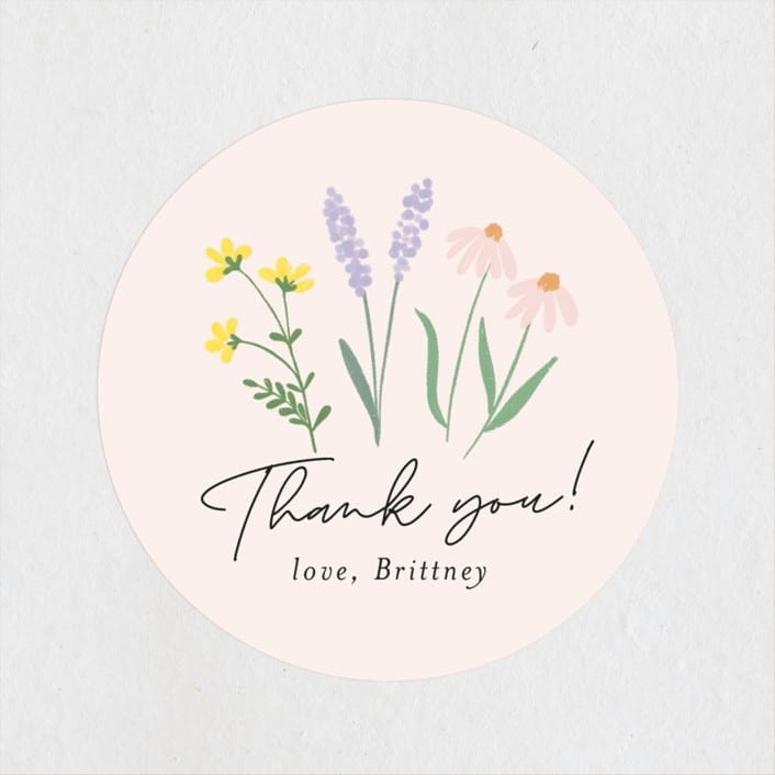 "She's a Wildflower" - Baby Shower Stickers in Pastel by Itsy Belle Studio - Close-Up