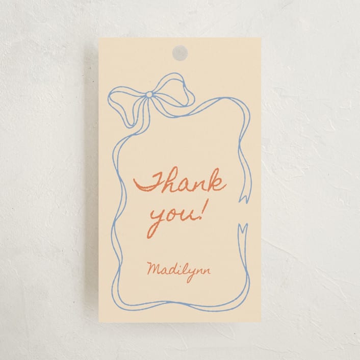 "Ribbon of Joy" - Baby Shower Favor Tags in Citrus Sky by Zove Ahhh - Front