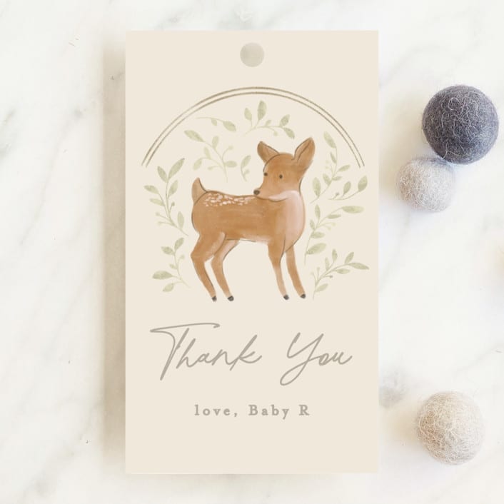 "Woodland storybook" - Baby Shower Favor Tags in Ecru by Creo Study - Front