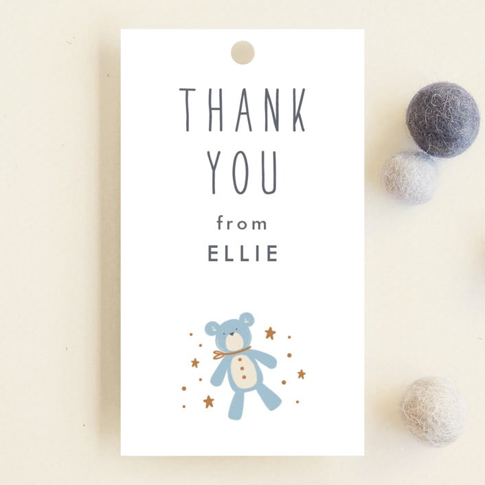 "Toys" - Baby Shower Favor Tags in Powder Blue by JeAnna Casper - Front