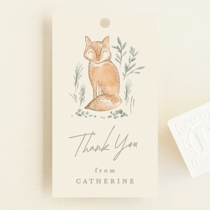 "Vintage woodland" - Baby Shower Favor Tags in Ginger by Creo Study - Front