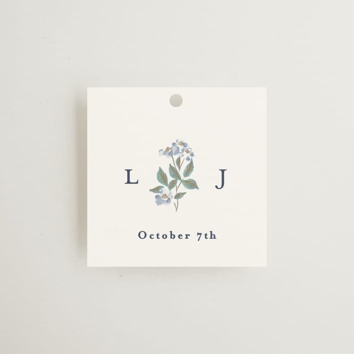 "Climbing Florals" - Wedding Favor Tags in Sapphire by Olivia Raufman - Front