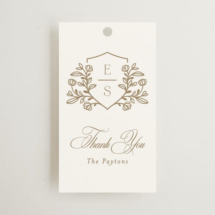 "Gold Crest" - Wedding Favor Tags in Ivory by Mansi Verma - Front