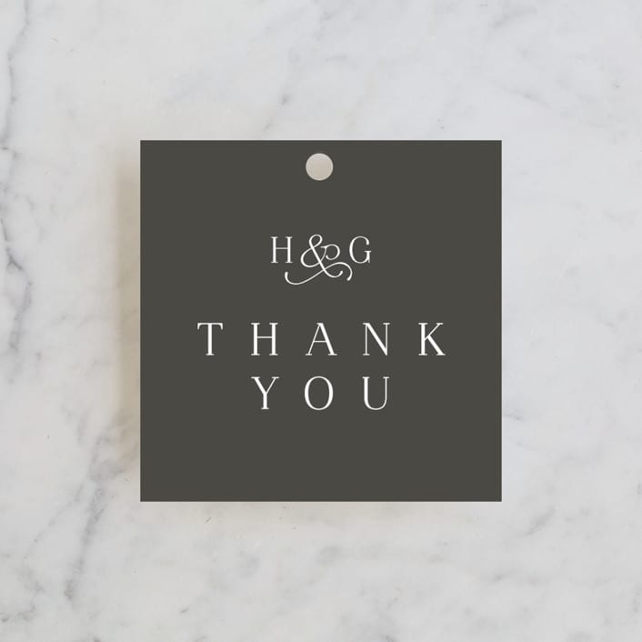 "And here we are" - Wedding Favor Tags in Marble by Lea Delaveris - Front