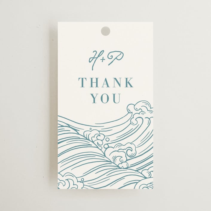 "waves" - Wedding Favor Tags in Aqua by Jessie Steury - Front