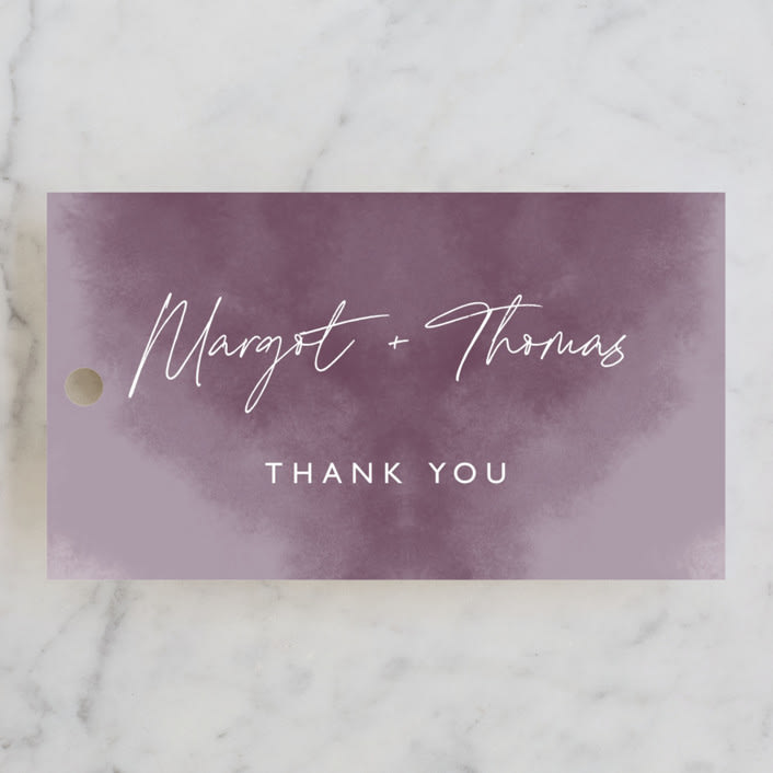 "Ethereal Names" - Wedding Favor Tags in Plum by Carolyn MacLaren - Front