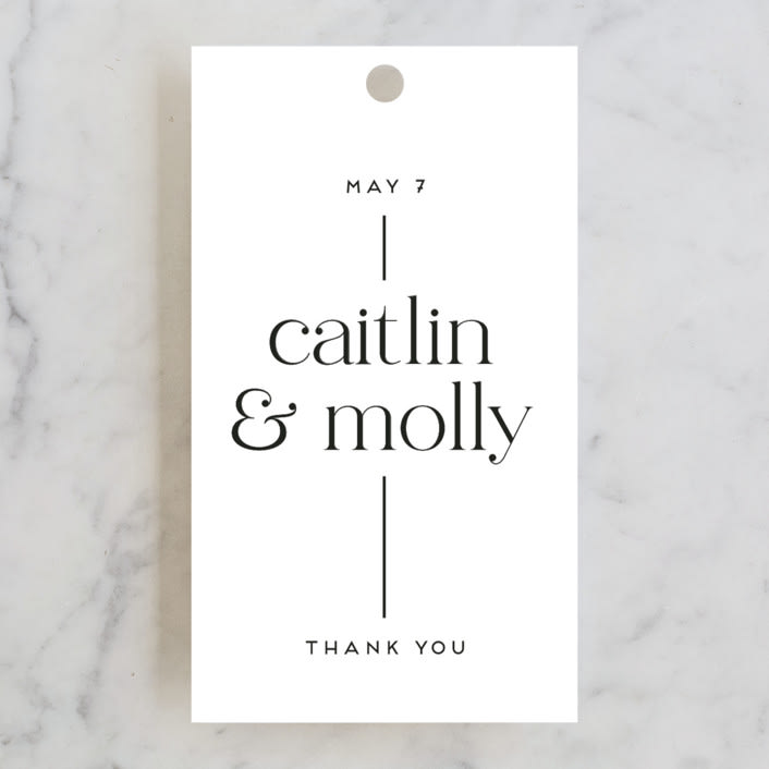 "Split Line" - Wedding Favor Tags in Black Tie by Amy Payne - Front