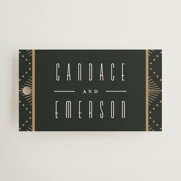 "Deco pattern" - Wedding Favor Tags in Onyx by Ana de Sousa - Front