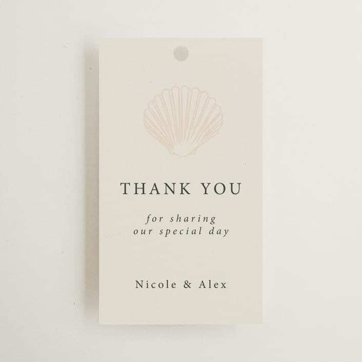 "Simple Seashell" - Wedding Favor Tags in Sand by Hannah Bowman - Front