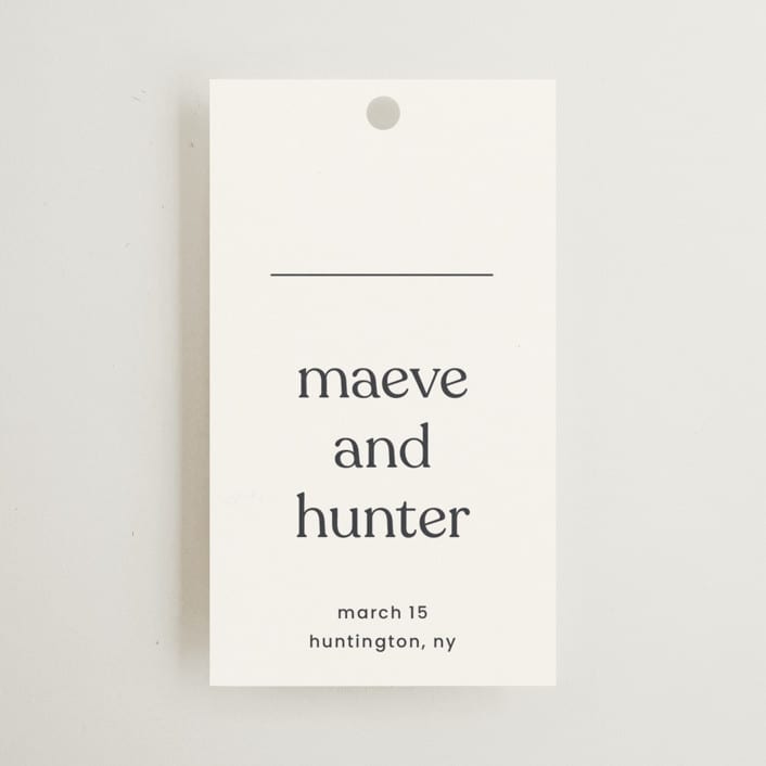"Memo" - Wedding Favor Tags in Charcoal by Blustery August - Front