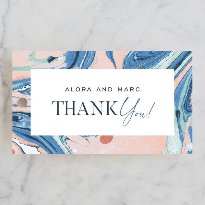 "Mod Marble" - Wedding Favor Tags in Maraschino by A Real Peach Studio - Front