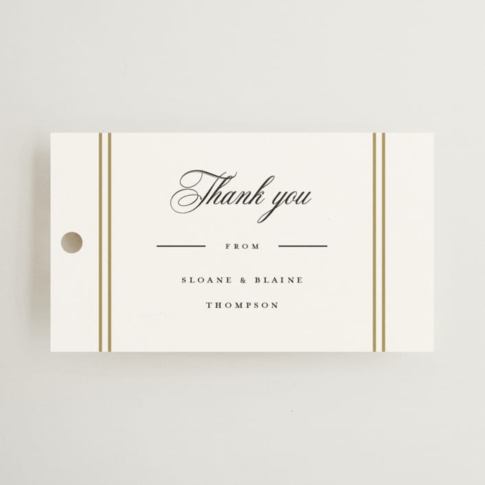 "Scripted Striped" - Wedding Favor Tags in Silk by Carolyn MacLaren - Front