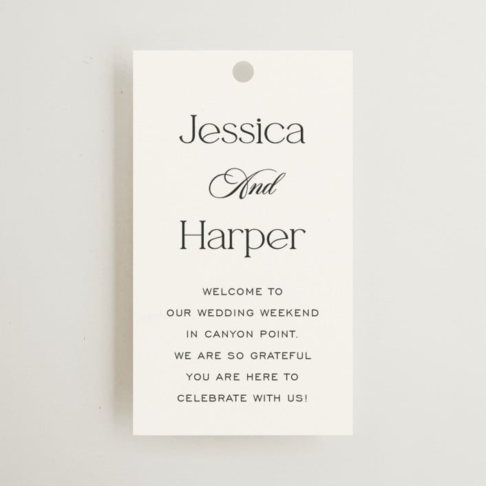 "Modern Romance" - Wedding Favor Tags in Obsidian by Jennifer Postorino - Front