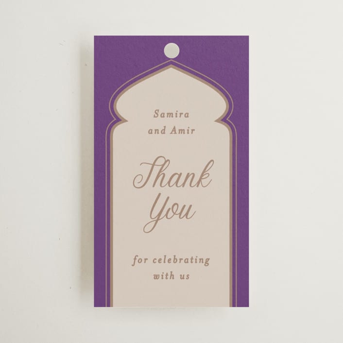 "Whole New World from Disney's Aladdin" - Wedding Favor Tags in Aubergine by Creo Study - Front