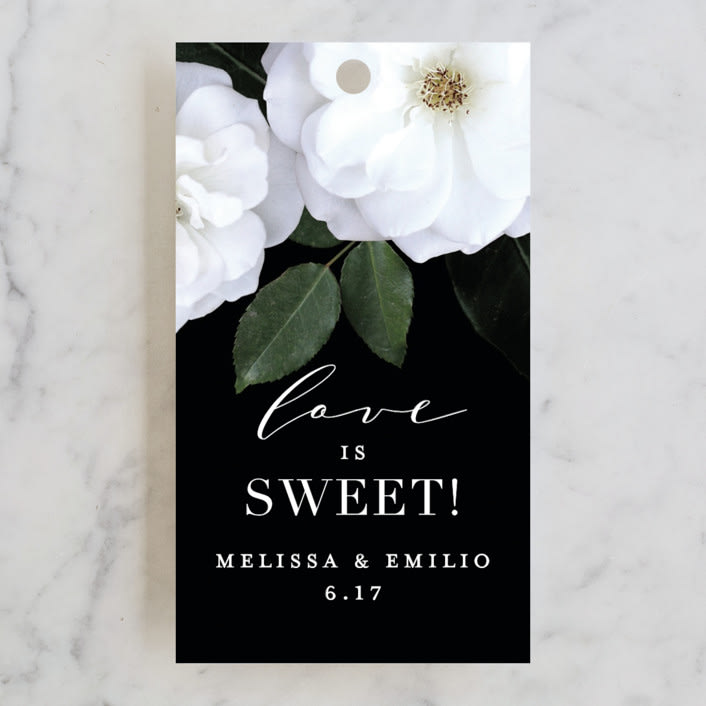 "Heirloom Roses" - Wedding Favor Tags in Ebony by Jill Means - Front
