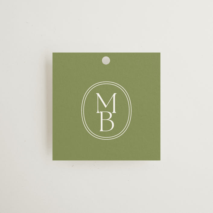 "Perriand" - Wedding Favor Tags in Moss by Megan Davis - Front