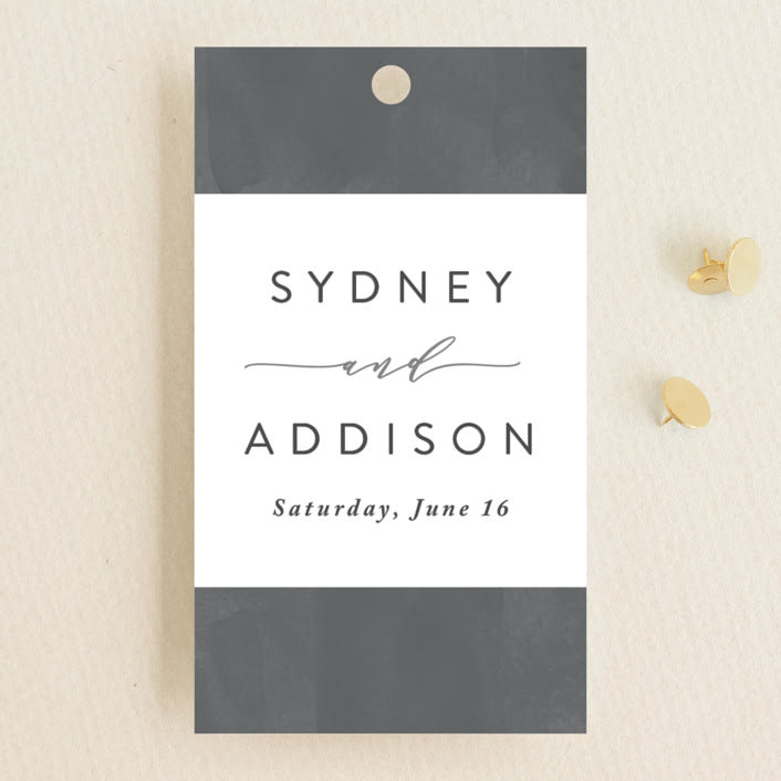 "Geo Chic" - Wedding Favor Tags in Charcoal by Hooray Creative - Front