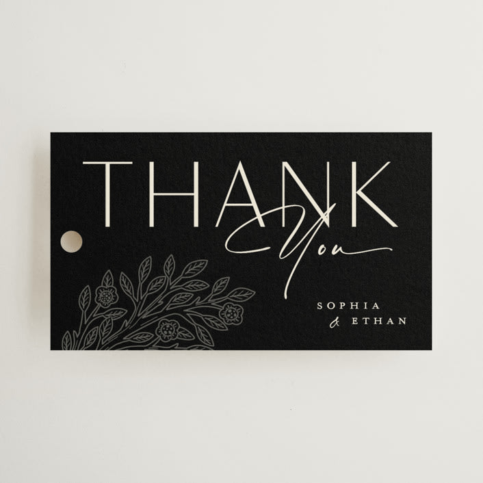 "Heirloom Branches" - Wedding Favor Tags in Midnight by GeekInk Design - Front