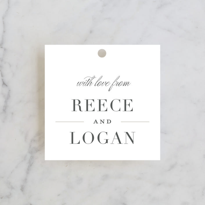 "Classical" - Wedding Favor Tags in Taupe by Jessica Williams - Front
