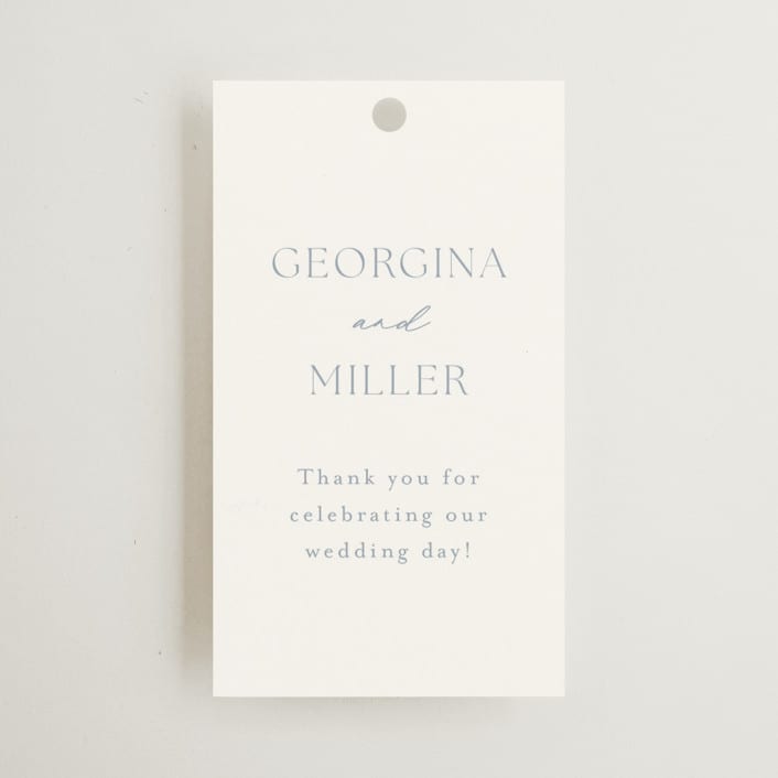 "Modern Air" - Wedding Favor Tags in Dusty Blue by Stacey Meacham - Front