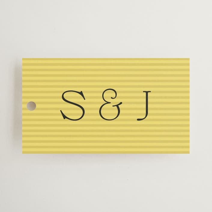 "Antique Ribbon" - Wedding Favor Tags in Citrine by Olivia Kanaley Inman - Front