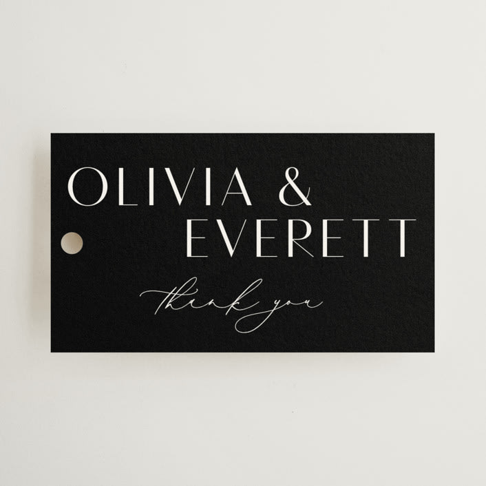 "Modern Classic Names" - Wedding Favor Tags in Onyx by Emily Betts - Front