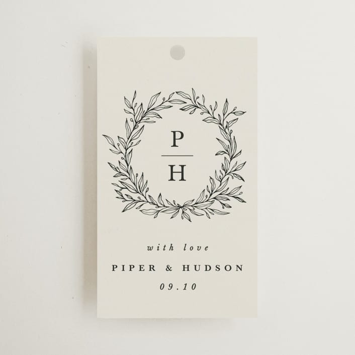"leafy wreath" - Wedding Favor Tags in Cotton by Kate Ahn - Front