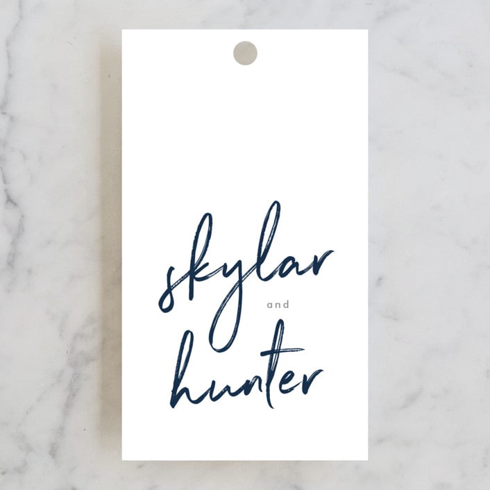"Funky Names" - Wedding Favor Tags in Navy by Phrosné Barwood - Front