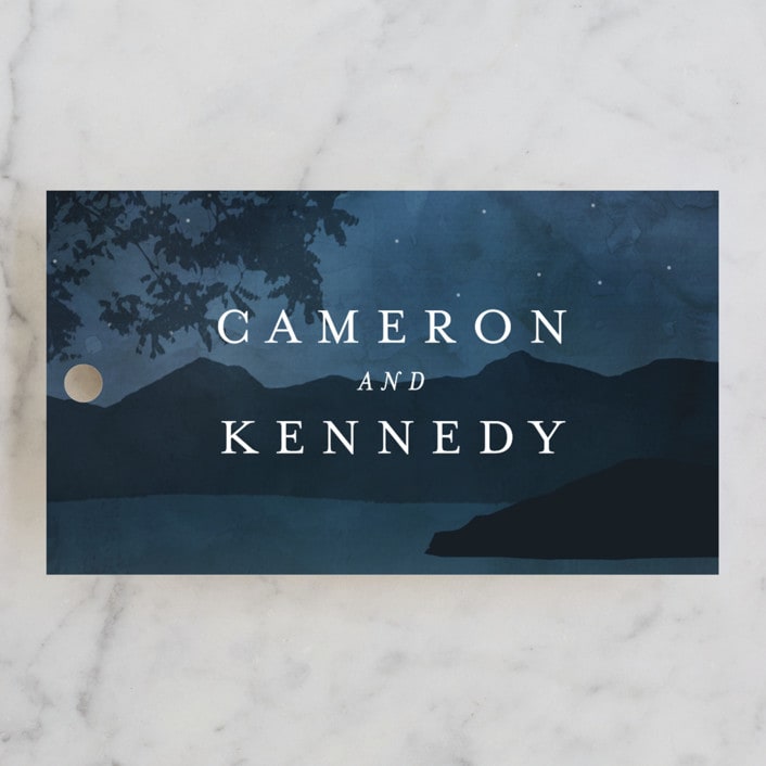 "Coastal Nights" - Wedding Favor Tags in Midnight by Kelly Schmidt - Front
