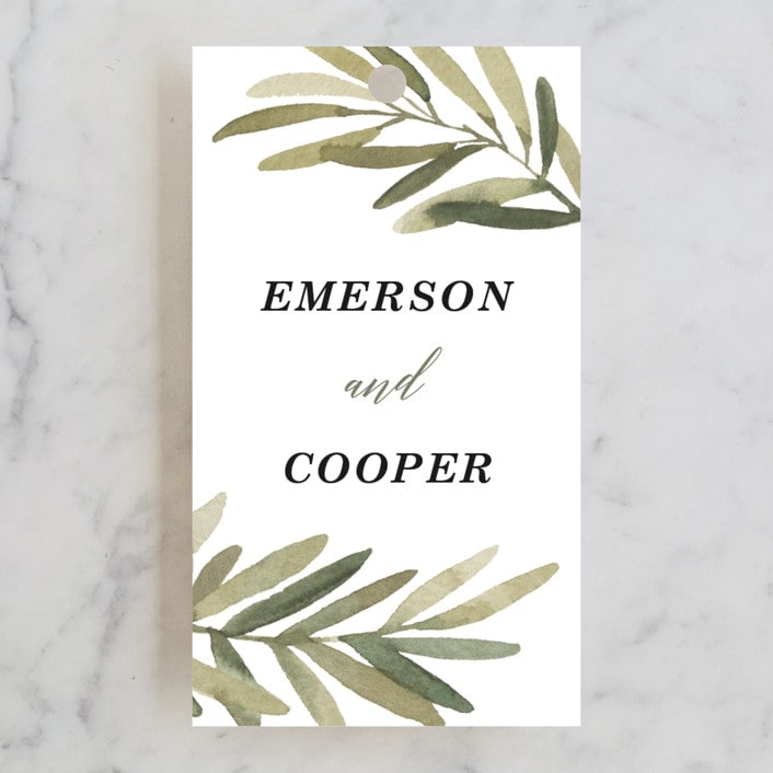 "Olive Branch" - Wedding Favor Tags in Olive by Wildfield Paper Co - Front