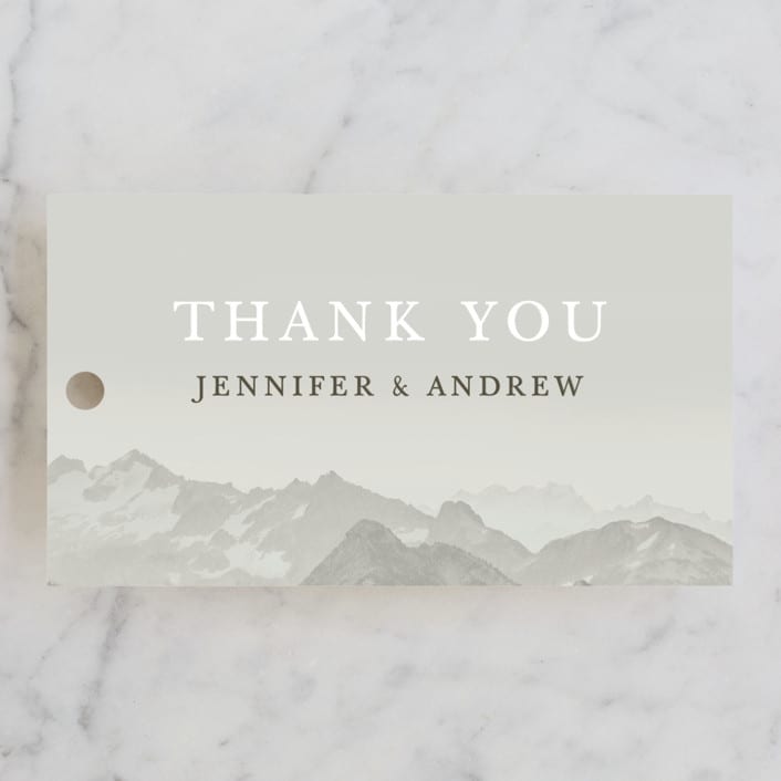 "Modern Mountain" - Wedding Favor Tags in Fog by Stephanie Biller - Front