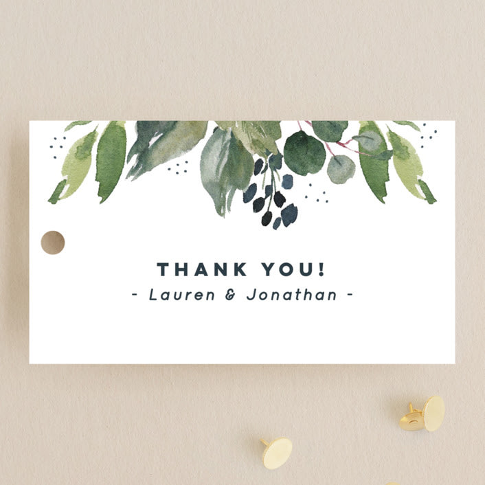 "Euca On A Whim" - Wedding Favor Tags in Navy by Palm Bridal - Front