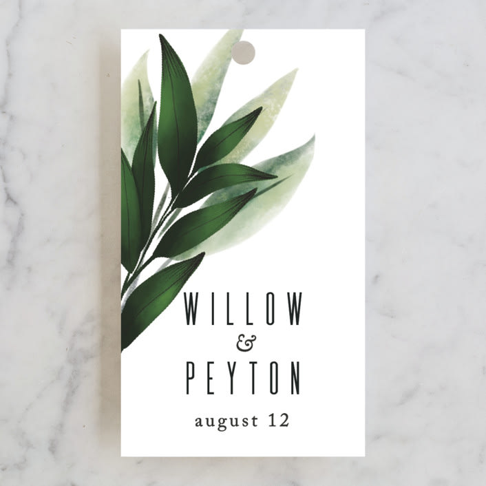 "Fresh Greens" - Wedding Favor Tags in Emerald by Susan Moyal - Front