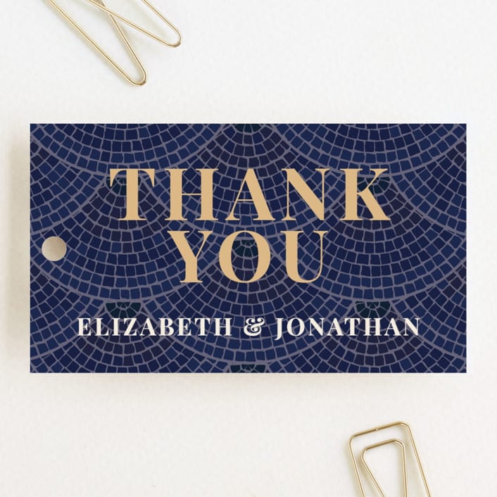 "Mosaic" - Wedding Favor Tags in Navy by GeekInk Design - Front