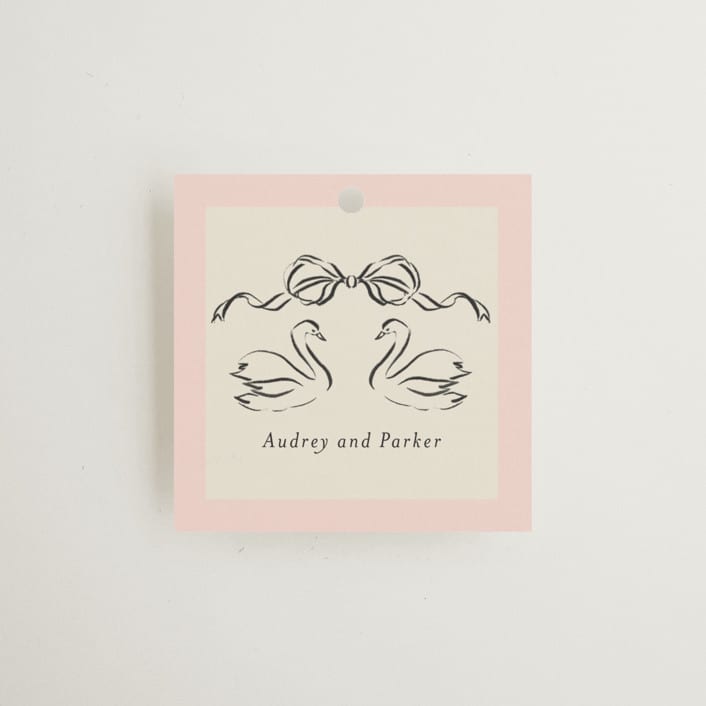 "Hand Illustrated Crest" - Wedding Favor Tags in Peony by Jackie Crawford - Front