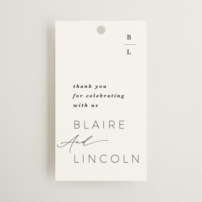 "Paire" - Wedding Favor Tags in Tuxedo by Kate Ahn - Front