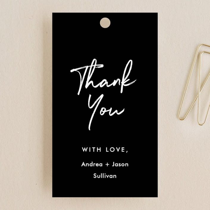 "Brushy frame" - Wedding Favor Tags in Midnight by Stacey Meacham - Front