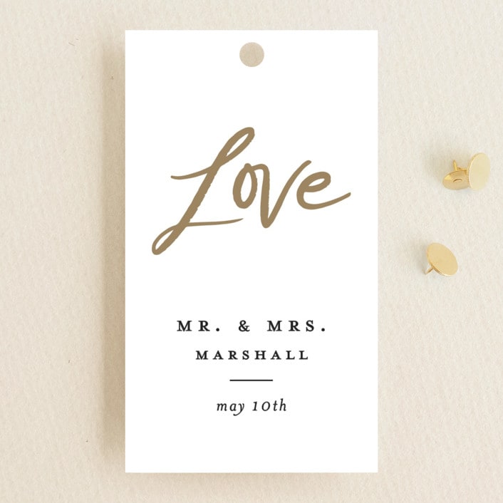 "Lovely Script" - Wedding Favor Tags in Cotton by Stacey Meacham - Front