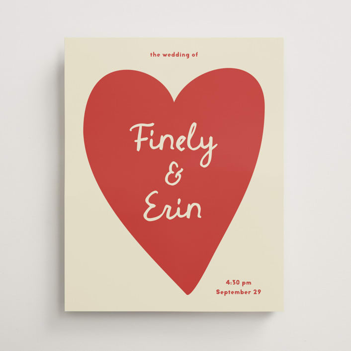 "Big Heart Wedding" - Welcome Signs in Cherry by Ani Somi - Front
