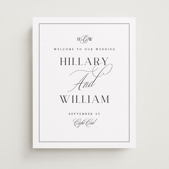 "Classic Monogram" - Welcome Signs in Tuxedo by Susan Zinader - Front