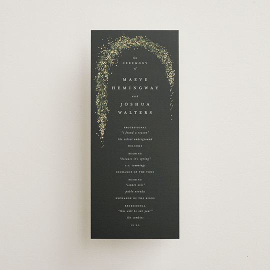 "Winter Garland" - Wedding Programs in Tuxedo by Leah Bisch - Front
