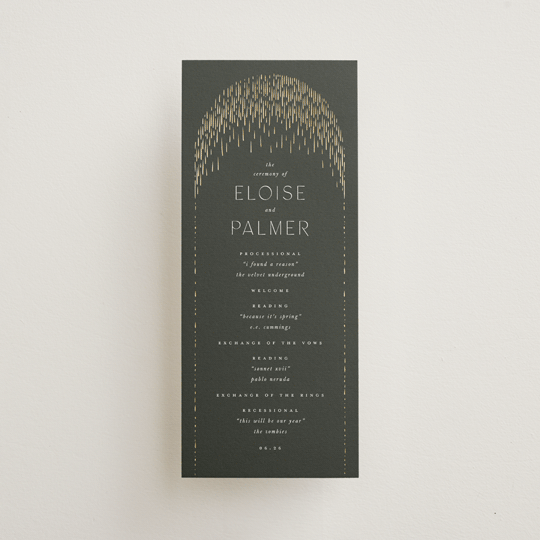 "Fringe" - Wedding Programs in Midnight by Leah Bisch - Front