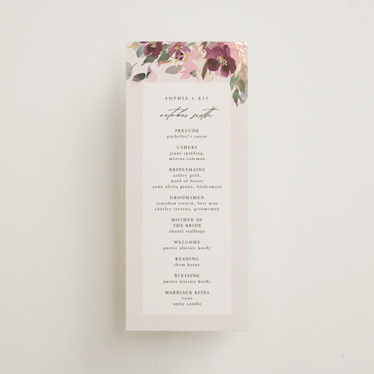 "Fleur" - Wedding Programs in Blush by Lori Wemple - Front