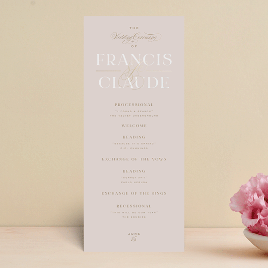 "Lovely Day" - Wedding Programs in Rose Quartz by Leah Bisch - Front