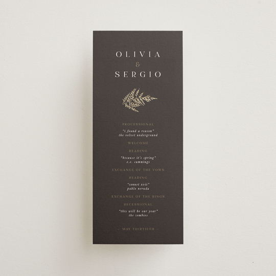 "Garden" - Wedding Programs in Mahogany by Leah Bisch - Front