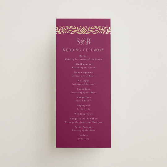 "Amber Palace" - Wedding Programs in Garnet by Chris Griffith - Front