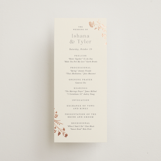 "Queen Anne's Lace" - Wedding Programs in Creme Brulee by Jennifer Wick - Front