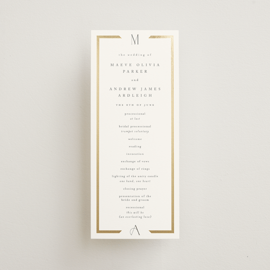 "Chisel" - Wedding Programs in Quartz by Kristie Kern - Front
